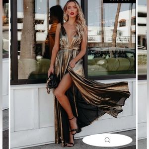 VICI Esmeralda metalic wrap maxi dress